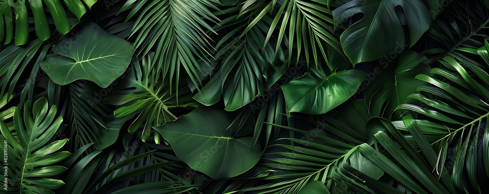 Green tropical leaves background. Ornamental plants backdrop with copy space. Green tropical leaves background. Ornamental plants backdrop with copy space.