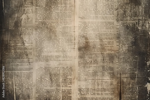 Vintage 1940s newspaper blank background with edges © darshika