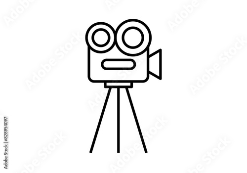 Icono negro de cámara de vídeo clásico y analógico.