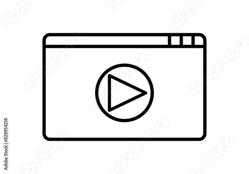 Icono negro de ventana de navegador con reproductor de vídeo.