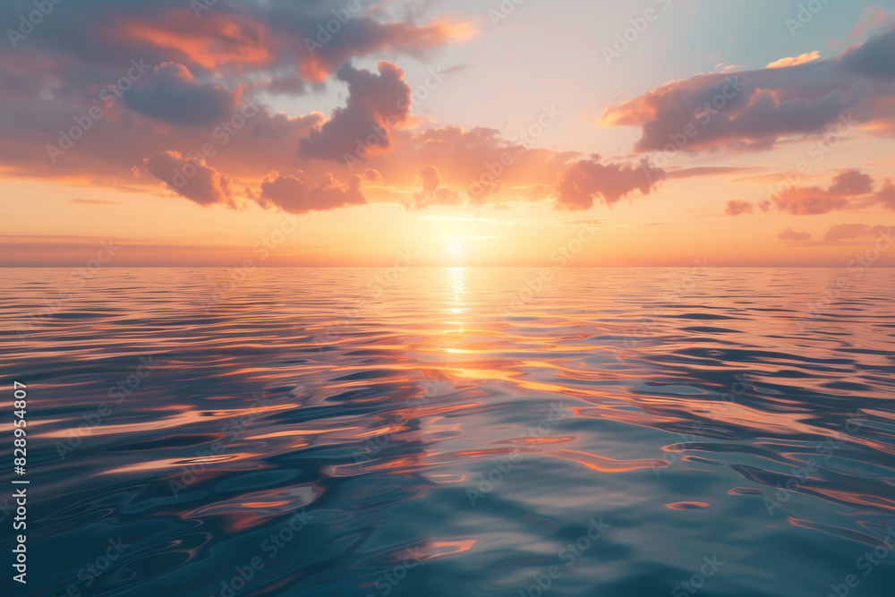 The ocean is calm and the sky is filled with clouds The ocean is calm and the sky is filled with clouds