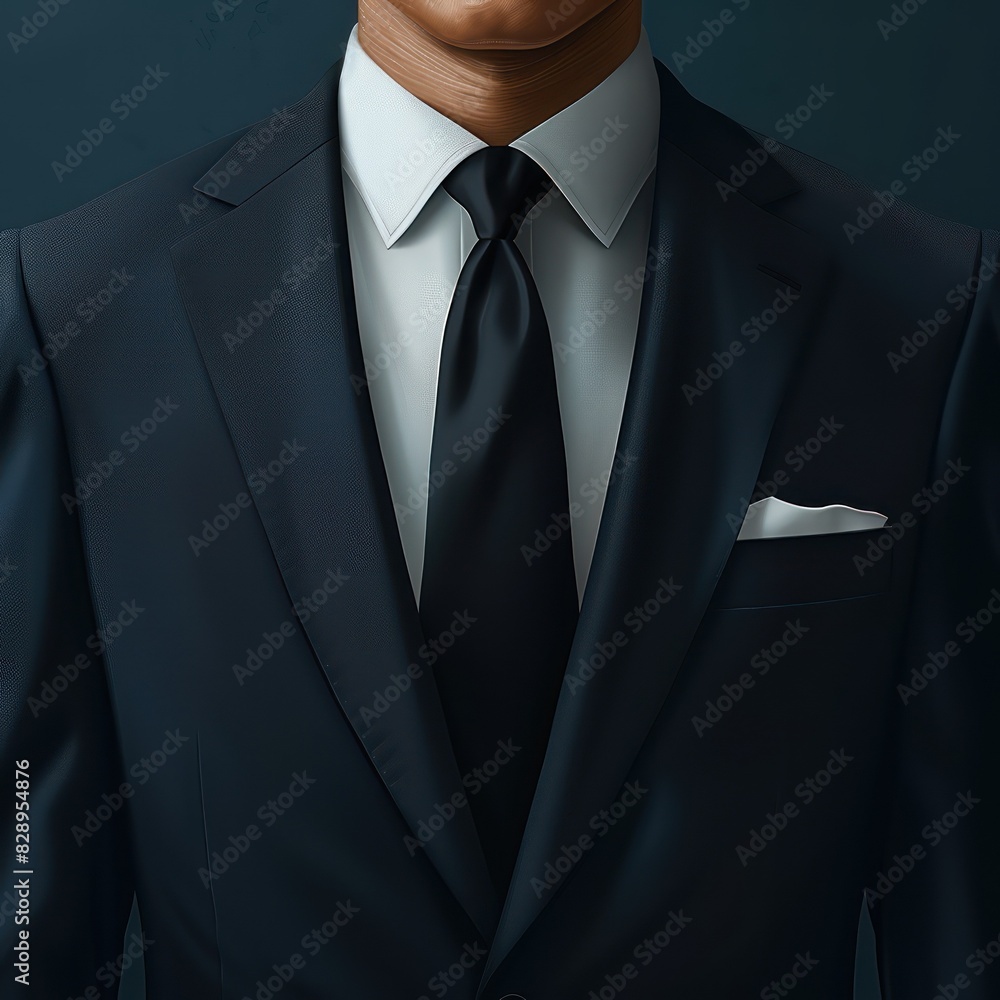 Close-up of a man in a dark suit and tie, exuding professionalism and elegance in a business attire setting.