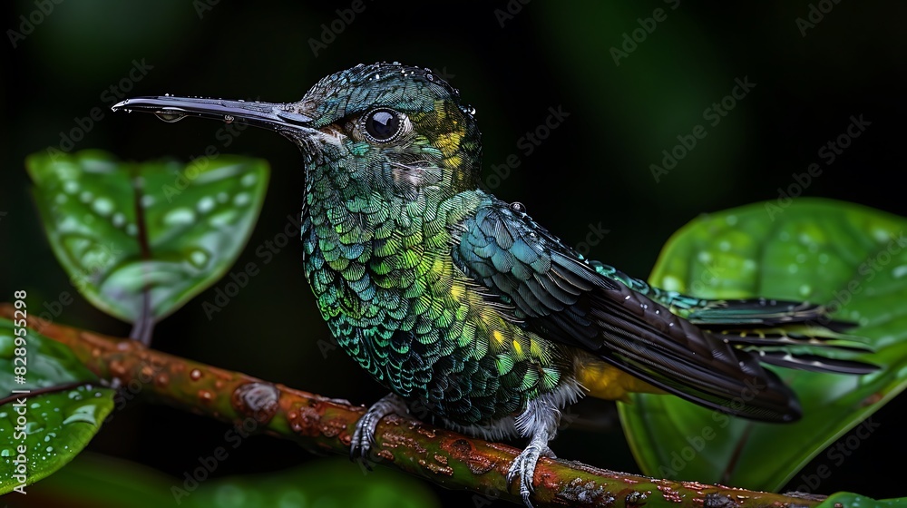juvenile Blackthroated Mango Anthracothorax nigricollis with green and black feathers found in Brazil South America juvenile Blackthroated Mango Anthracothorax nigricollis with green and black feathers found in Brazil South America