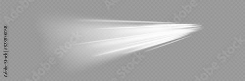 White line speed. The effect of a luminous vortex, the movement of rays. On a transparent background.