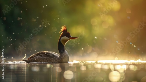 The Stunning Great Crested Grebe A Beautiful Waterbird Captured in its Natural Aquatic Environment