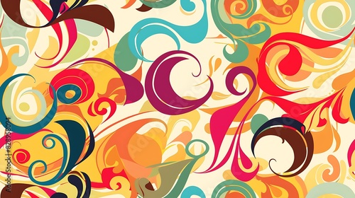 An abstract background with a colorful pattern of swirls and curves in a playful and artistic design. 