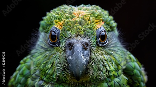 juvenile Kakapo Strigops habroptilus with green and yellow mottled feathers native to New Zealand Oceania photo