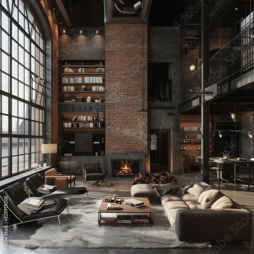 Industrial Loft Living Room Interior Design