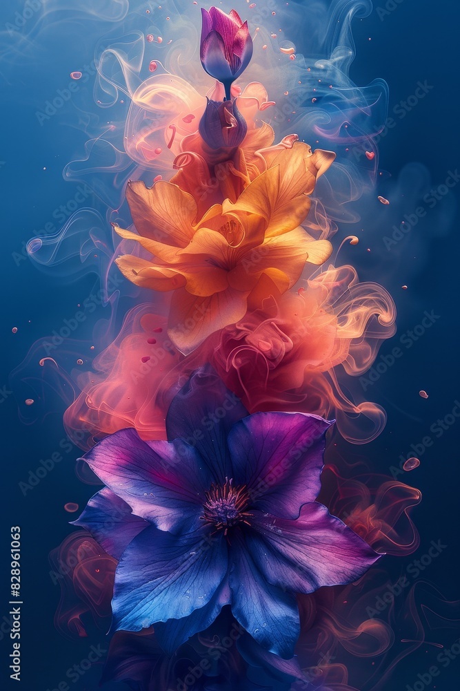 Fototapeta premium Colorful Flowers Floating in Water
