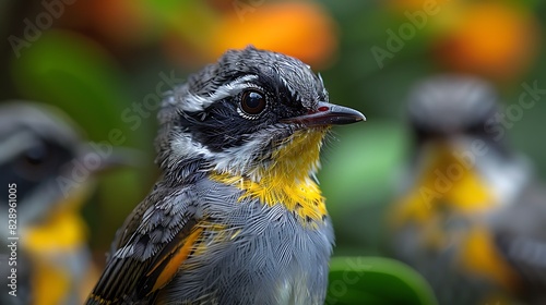 juvenile Noisy Miner Manorina melanocephala with gray and yellow feathers found in Australia Oceania photo