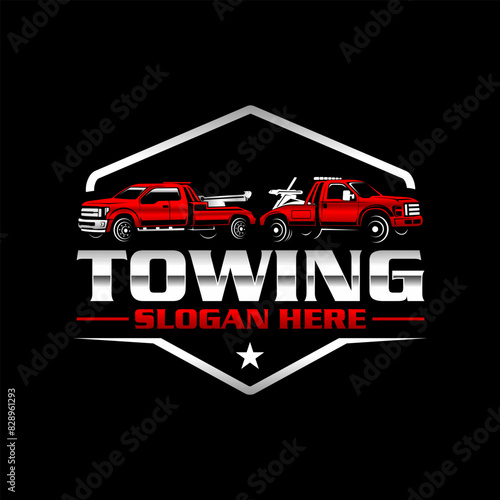 Towing truck service logo vector for transportation company. Heavy equipment template vector