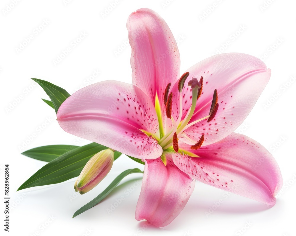 Lily Pink. Beautiful Spring Holiday Flower in Pink and White Closeup Lily Pink. Beautiful Spring Holiday Flower in Pink and White Closeup