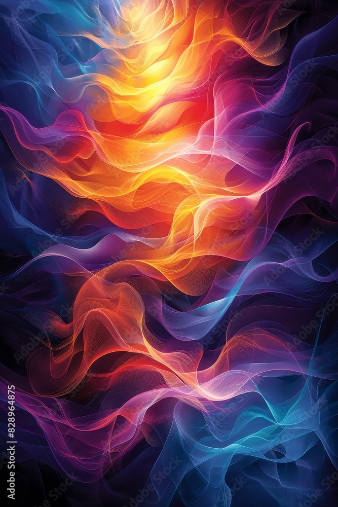 Fototapeta premium Rainbow Colored Wave Painting