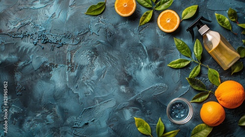 Bottle of Orange Juice With Oranges and Leaves