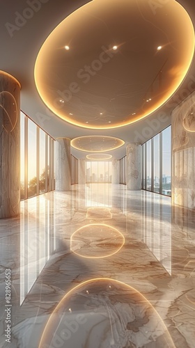 Spacious Room With Marble Floors and Walls