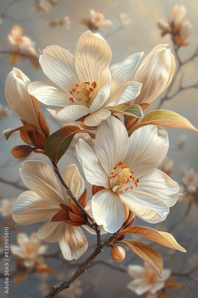 Fototapeta premium White Flowers on Branch