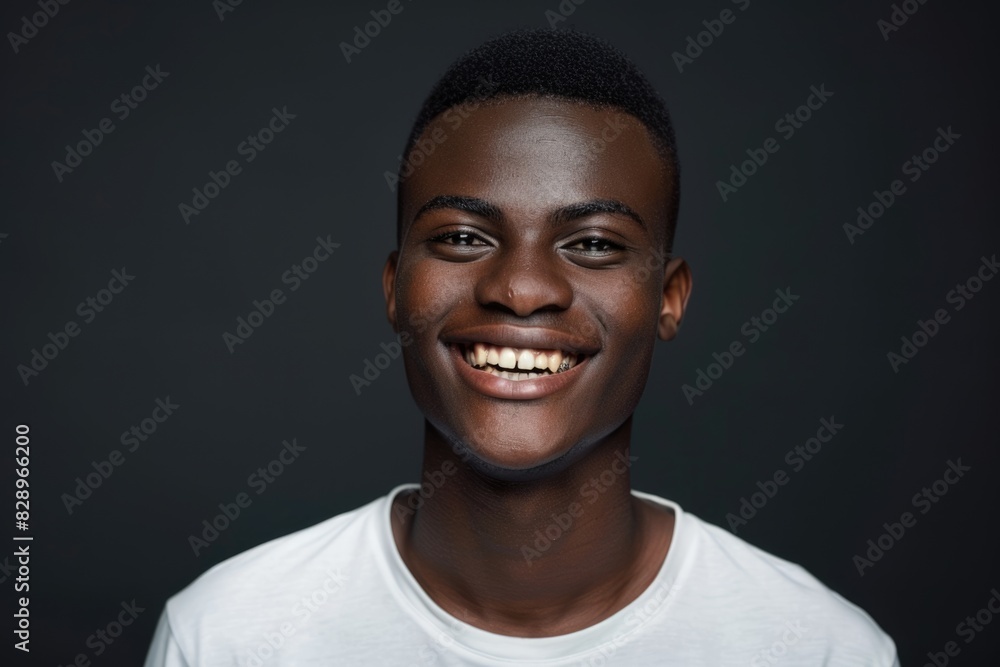 Portrait of happy young African American man on black background. Portrait of happy young African American man on black background.