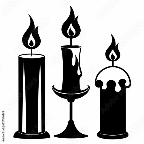 Unity candle Single item silhouette black different style vector illustration line art on white background