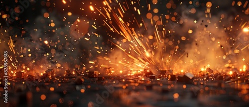 Sparks fly in a dramatic display of industrial metal cutting