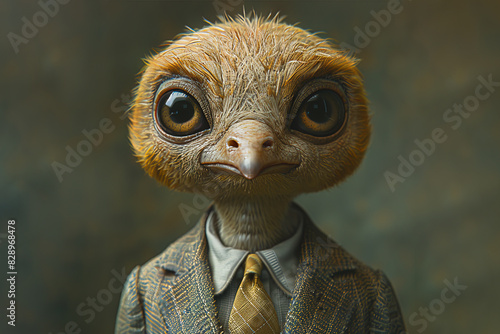 Adorable anthropomorphic animal dressed in suit. Generative AI image photo
