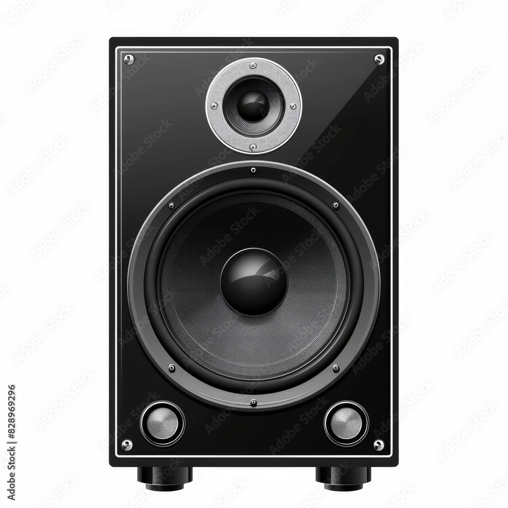 Speaker White. Black Speaker Isolated on White Background for Music and Audio Equipment Speaker White. Black Speaker Isolated on White Background for Music and Audio Equipment