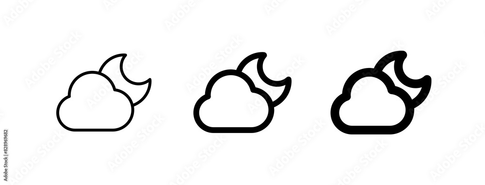Editable night sky, moon and cloud vector icon. Part of a big icon set family. Perfect for web and app interfaces, presentations, infographics, etc Editable night sky, moon and cloud vector icon. Part of a big icon set family. Perfect for web and app interfaces, presentations, infographics, etc