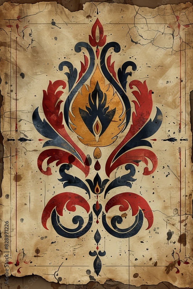 Fototapeta premium Vintage Abstract Flower Painting on Paper