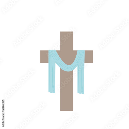 Jesus cross with blue cloth