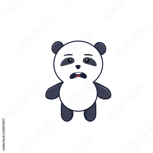 little panda rastroina on a white background