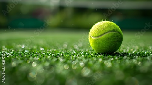 Tennis ball is on green grass  © kinza