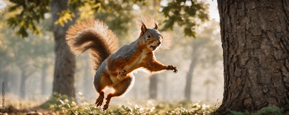 Squirrel jumping. High resolution illustration