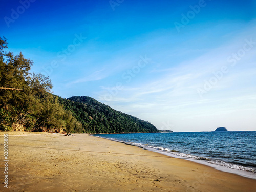 Evening landscape of Had thung ya ca beach,located at Libong island,Tranf city,Thailand