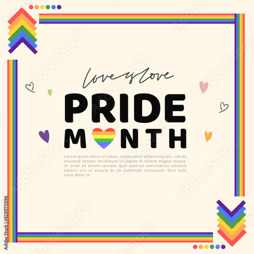Pride month, LGBTQ+ flat style symbols with pride flags, gender signs, rainbow,LGBTQ pride community Symbols, Vector illustration EPS 10 photo