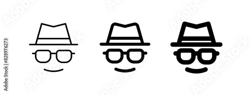 Editable vector incognito hat glasses user icon. Part of a big icon set family. Perfect for web and app interfaces, presentations, infographics, etc