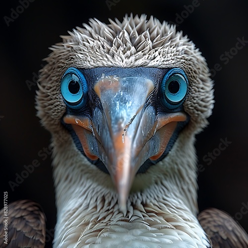adult female Bluefooted Booby Sula nebouxii with white and brown plumage and blue feet found in Ecuador South America photo