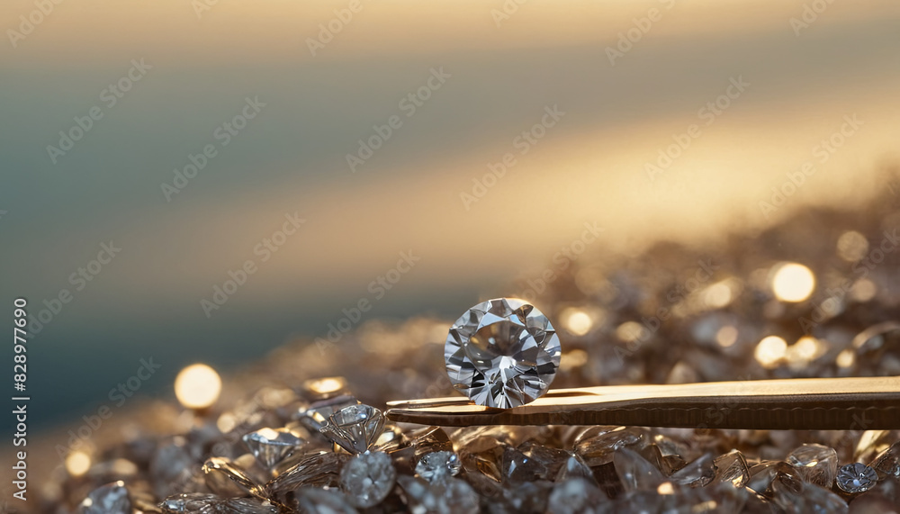 Close up view of a pair of scissors cutting through a sparkling diamond Close up view of a pair of scissors cutting through a sparkling diamond