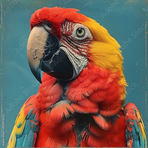 adult female Cuban Macaw Ara tricolor with red yellow and blue plumage extinct native to Cuba North America photo