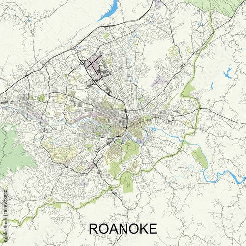 Roanoke  Virginia  United States map poster art
