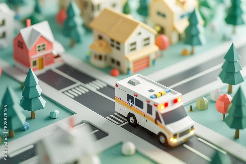 3d illustration of ambulance parking at hospital bokeh style background 3d illustration of ambulance parking at hospital bokeh style background