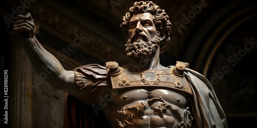 Roman Emperor Marcus Aurelius statue at Vatican Museum showcases historical significance. Concept Roman Empire, Marcus Aurelius, Vatican Museum, Historical Significance