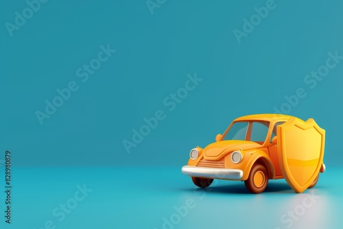 3d illustration of a car insurance concept car and shield © Koon