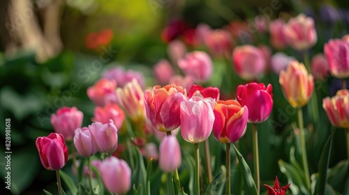 Vibrant tulips during the spring season