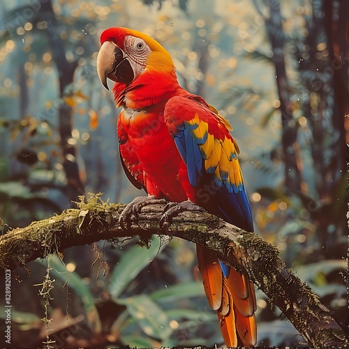 adult female Jamaican Macaw Ara erythrocephala with red yellow and blue plumage extinct native to Jamaica North America photo