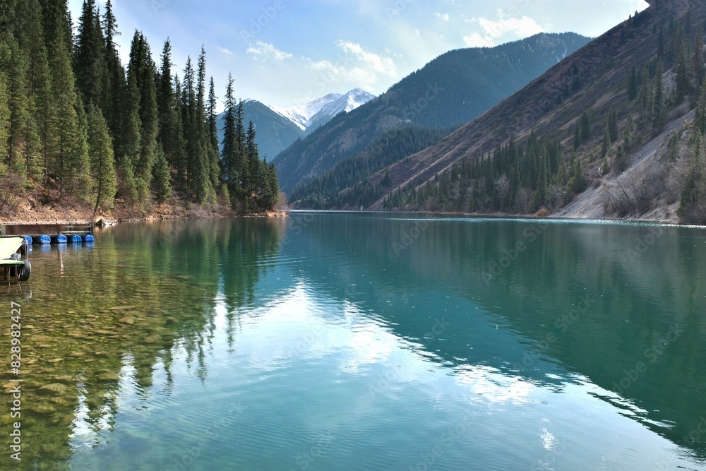 Kolsai Lakes National Park in southeast of Kazakhstan