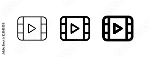 Editable vector video movie clip icon. Black, transparent white background. Part of a big icon set family. Perfect for web and app interfaces, presentations, infographics, etc