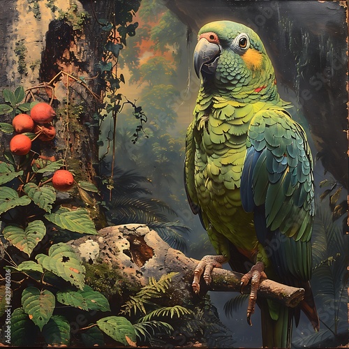 adult female Puerto Rican Amazon Amazona vittata with green and blue plumage extinct native to Puerto Rico North America photo