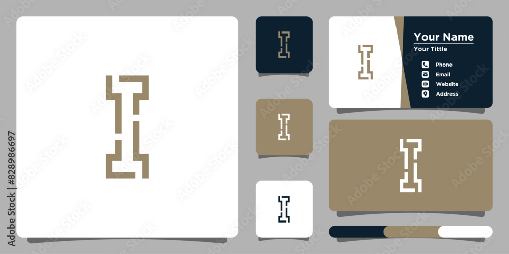 Letter I logo design with creative concept and business card. Premium Vector Letter I logo design with creative concept and business card. Premium Vector
