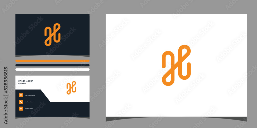 Letter H logo design with creative concept and business card. Premium Vector