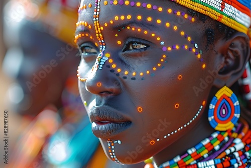 portraiture of samburu and maasai people in intricate attire with natural highlights and prime 85mm lens