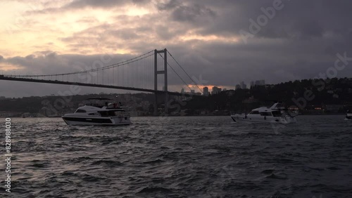 Turkey,Istanbul;2024 May 25; Magnificent Bosphorus video shot from Beylerbeyi region.Bosphorus night view. Bosporus Bridge ,15th July Martyrs Bridge . (15 Temmuz Sehitler Koprusu). Istanbul